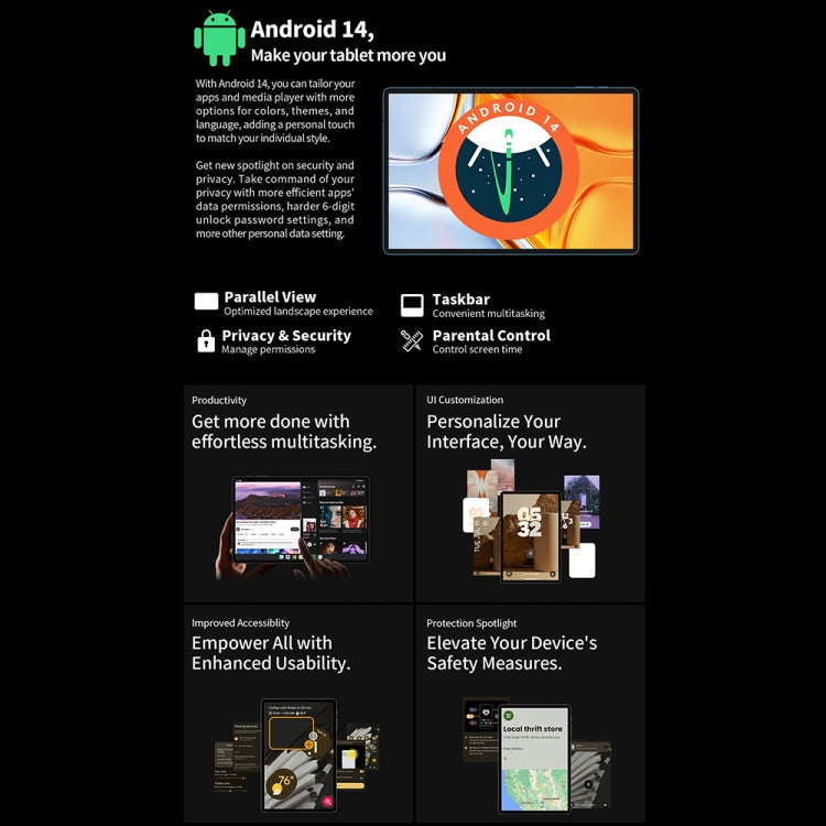 Teclast T70 4G LTE Tablet PC, 8GB+256GB, 14 inch Android 14 MediaTek Helio G99 Octa Core, Support Dual SIM - free shipping - PMc TechLife - Order now!