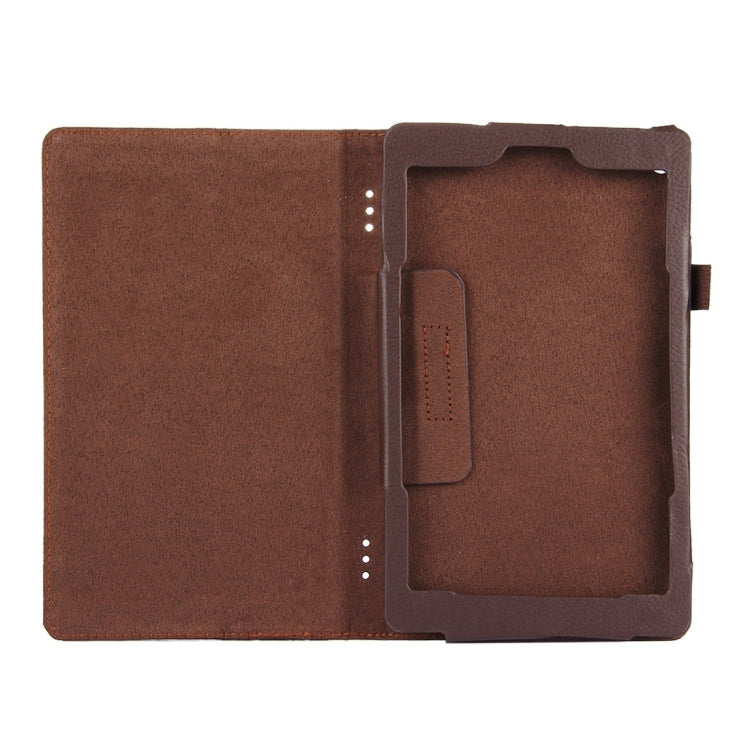 For Amazon Kindle Fire HD8 (2017) Litchi Texture Horizontal Flip Leather Case with Holder(Brown) - Amazon by PMC Jewellery | Online Shopping South Africa | PMC Jewellery