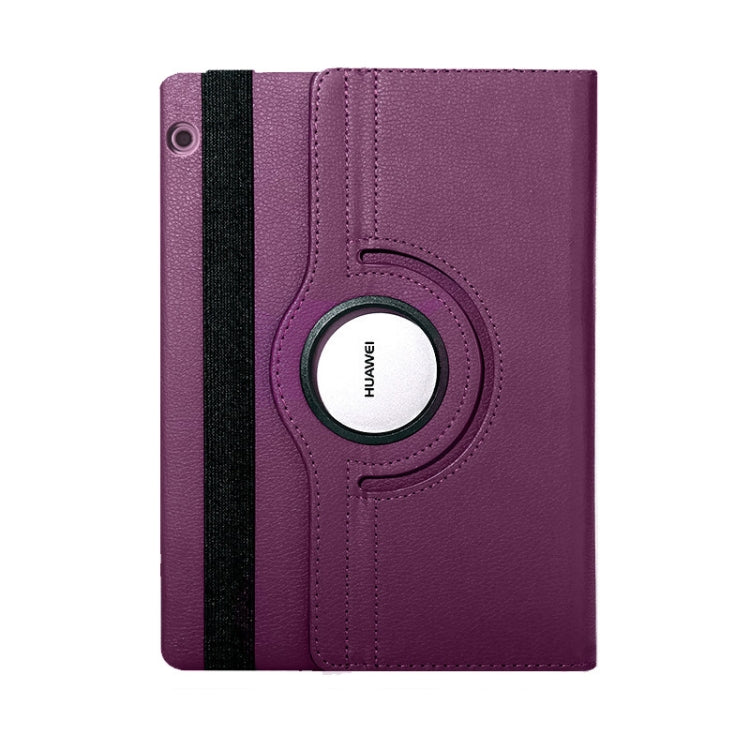 Litchi Texture Horizontal Flip 360 Degrees Rotation Leather Case for Huawei MediaPad T5 10.1, with Holder (Purple) - Huawei by PMC Jewellery | Online Shopping South Africa | PMC Jewellery