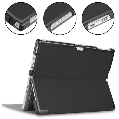 Custer Texture Horizontal Flip PU Leather Case for Microsoft Surface Pro 4 / 5 / 6 / 7 12.3 inch, with Holder & Pen Slot(Black) - Others by PMC Jewellery | Online Shopping South Africa | PMC Jewellery