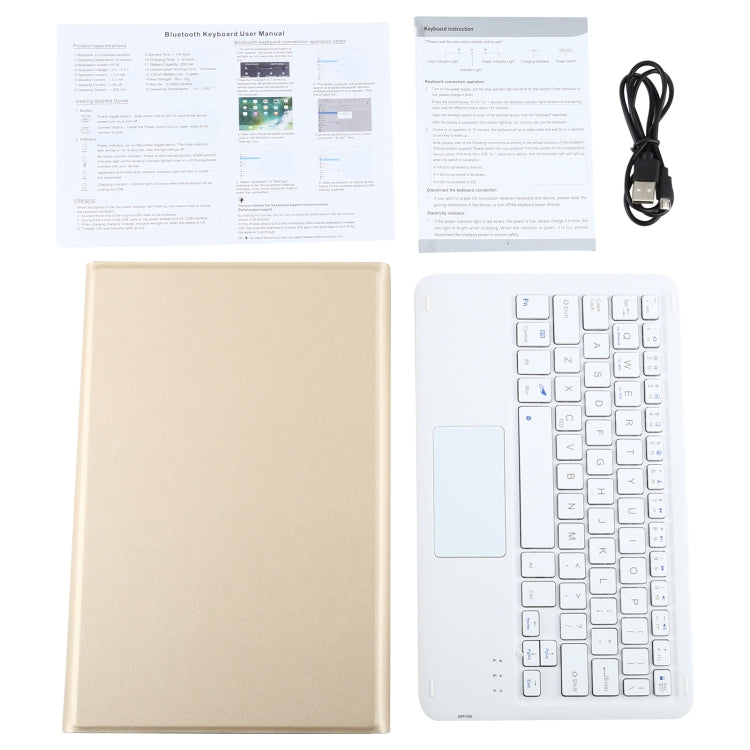 A500-A Detachable Bluetooth Keyboard Ultrathin Horizontal Flip Leather Tablet Case with Touchpad & Holder for Samsung Galaxy Tab A7 10.4 (2020) T500 / T505(Gold) - Samsung Keyboard by PMC TechLife | Online Shopping South Africa | PMC TechLife | Buy Now Pay Later Mobicred