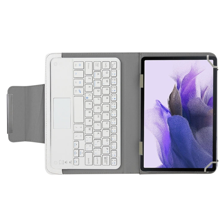 Universal Detachable Magnetic Bluetooth Touchpad Keyboard Leather Tablet Case with Holder for 10.1 inch iSO & Android & Windows Tablet PC(White) - Universal Keyboard by PMC Jewellery | Online Shopping South Africa | PMC Jewellery