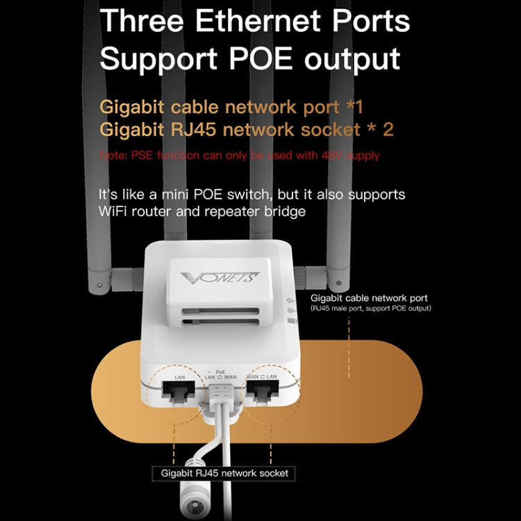 VONETS VAR600-H 600Mbps Wireless Bridge WiFi Repeater, With Power Adapter + DC Adapter Set - Wireless Routers by VONETS | Online Shopping South Africa | PMC Jewellery | Buy Now Pay Later Mobicred