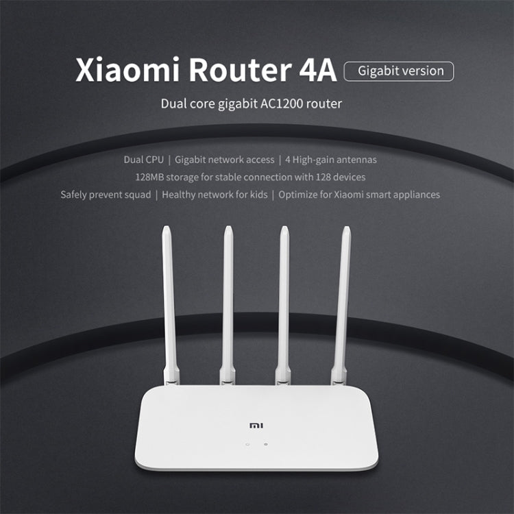 Original Xiaomi WiFi Router 4A Smart APP Control AC1200 1167Mbps 128MB 2.4GHz & 5GHz Dual-core CPU Gigabit Ethernet Port Wireless Router Repeater with 4 Antennas, Support Web & Android & iOS, US Plug(White) - free shipping - PMC Jewellery - Order now!