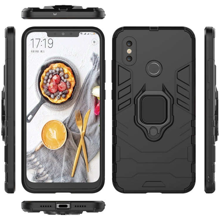 PC + TPU Shockproof Protective Case with Magnetic Ring Holder for Xiaomi Mi 8(Black) - Xiaomi Cases by PMC Jewellery | Online Shopping South Africa | PMC Jewellery