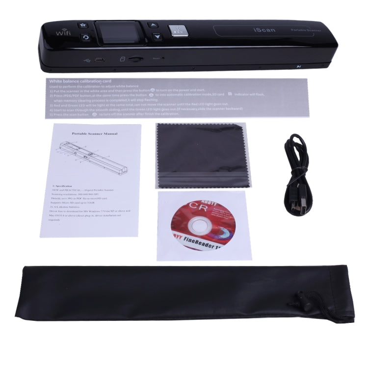 iScan02 WiFi Double Roller Mobile Document Portable Handheld Scanner with LED Display,  Support 1050DPI  / 600DPI  / 300DPI  / PDF / JPG / TF(Black) - Portable Scanner by PMC Jewellery | Online Shopping South Africa | PMC Jewellery