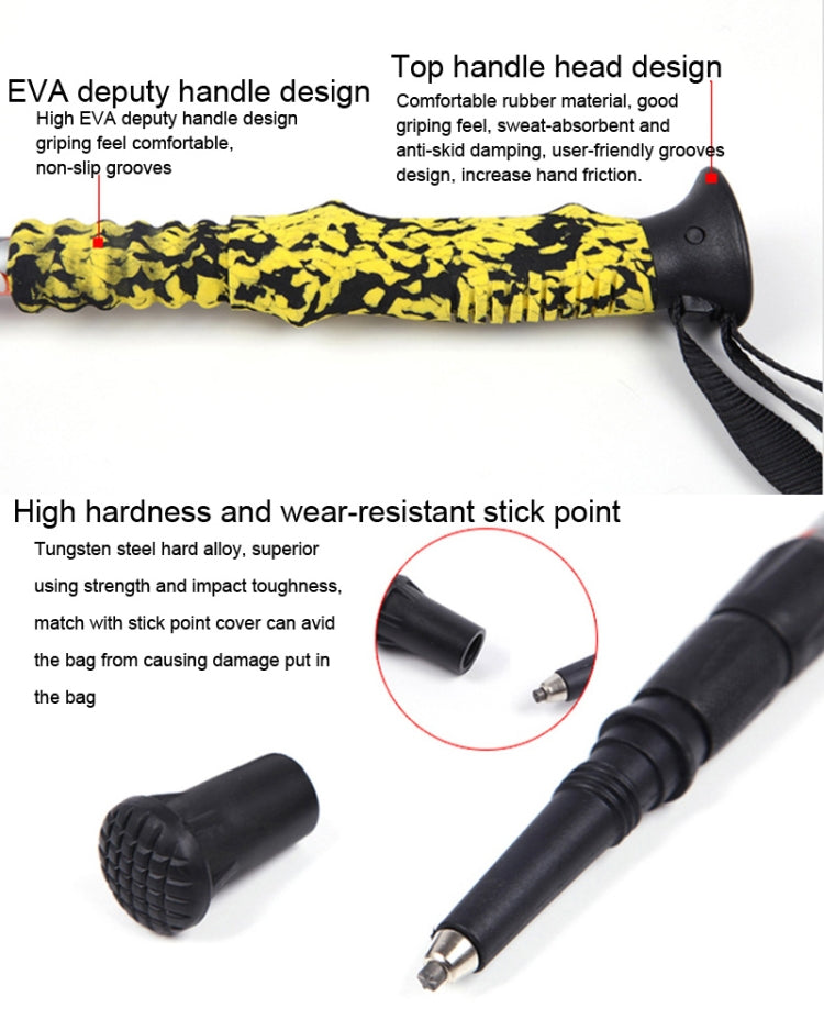 135cm Adjustable Portable Height Outdoor Aluminum Trekking Poles(Green) - Folding Crutch by PMC TechLife | Online Shopping South Africa | PMC TechLife