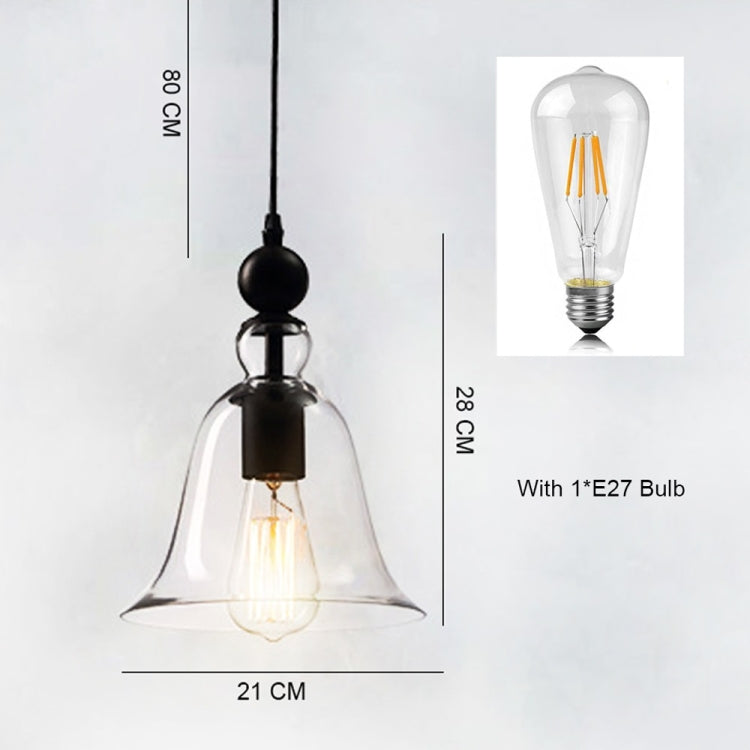 E27 Retro Industrial Hanging Lamp Small Bell Transparent Glass Pendant Light (Warm White) - Celling Lights & Chandeliers by YWXLight | Online Shopping South Africa | PMC TechLife | Buy Now Pay Later Mobicred