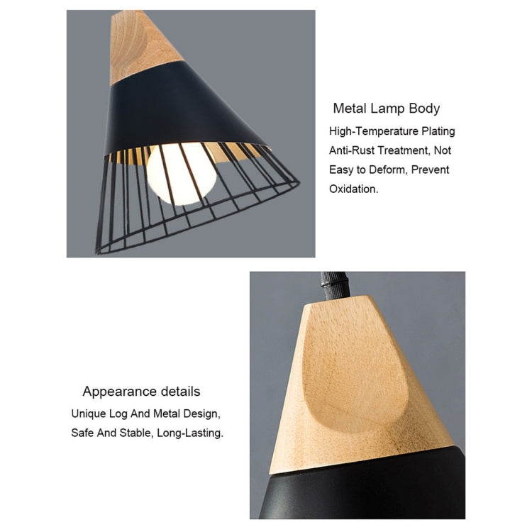 E27 Modern Lighting Iron Solid Wood Pendant Light Hanging Lamp (Black) - free shipping - PMc TechLife - Order now!