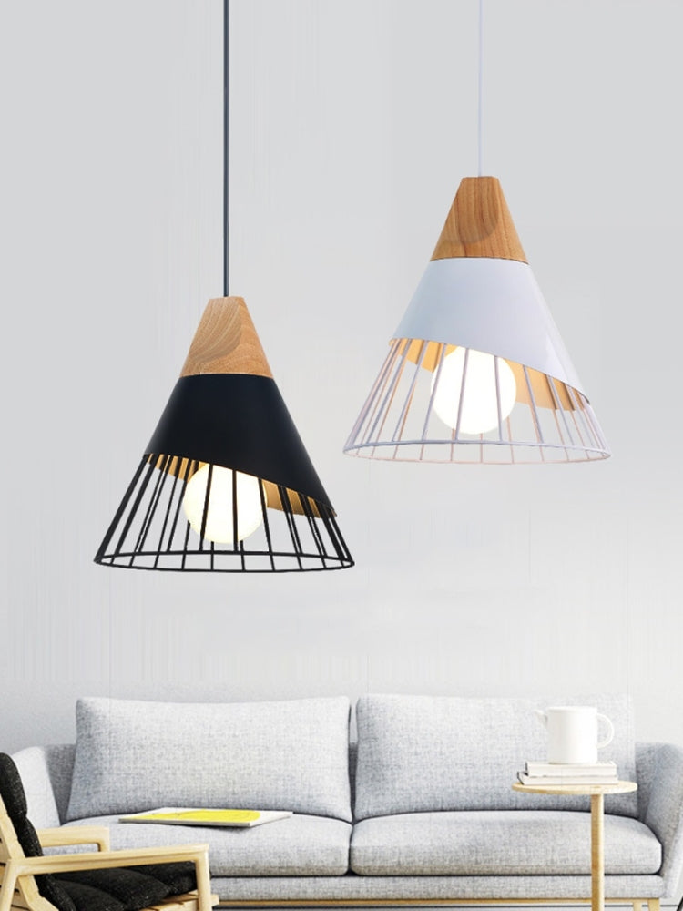 E27 Modern Lighting Iron Solid Wood Pendant Light Hanging Lamp (Black) - free shipping - PMc TechLife - Order now!