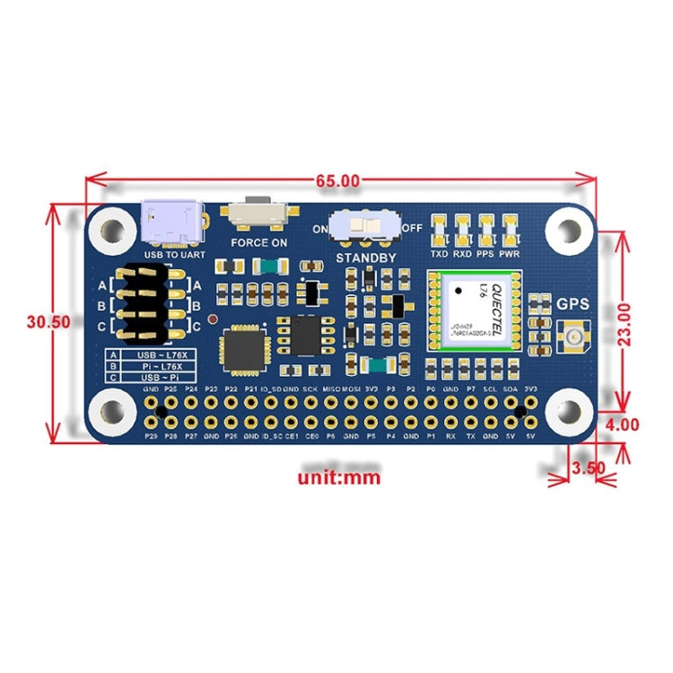 Waveshare L76X Multi-GNSS HAT for Raspberry Pi, GPS, BDS, QZSS - Modules Expansions Accessories by Waveshare | Online Shopping South Africa | PMC Jewellery | Buy Now Pay Later Mobicred