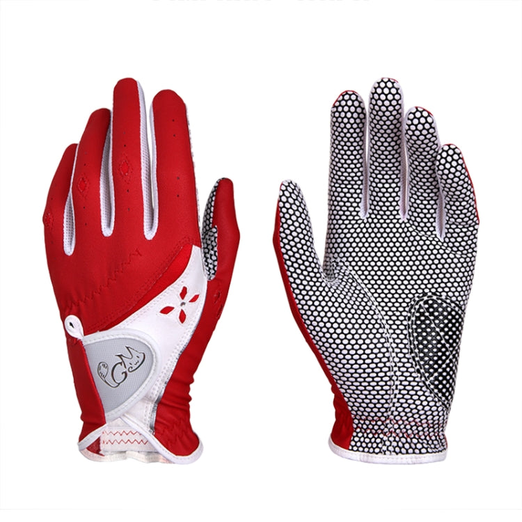 PGM One Pair Golf Non-Slip PU Leather Gloves for Women (Color:Red Size:17) - free shipping - PMC TechLife - Order now!
