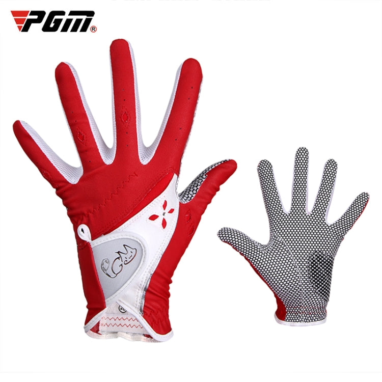 PGM One Pair Golf Non-Slip PU Leather Gloves for Women (Color:Red Size:19) - free shipping - PMC TechLife - Order now!