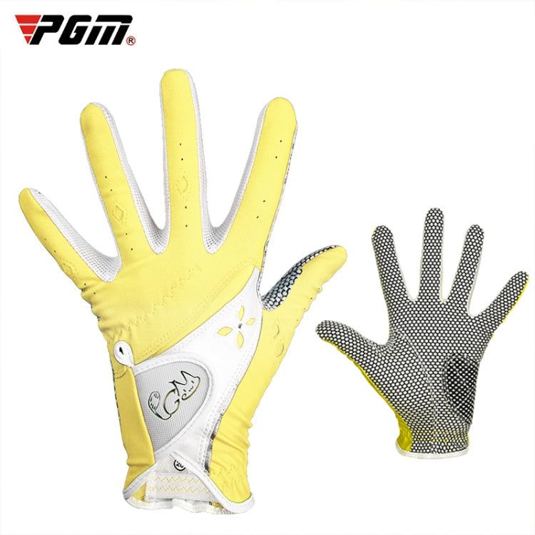 PGM One Pair Golf Non-Slip PU Leather Gloves for Women (Color:Yellow Size:17) - free shipping - PMC TechLife - Order now!