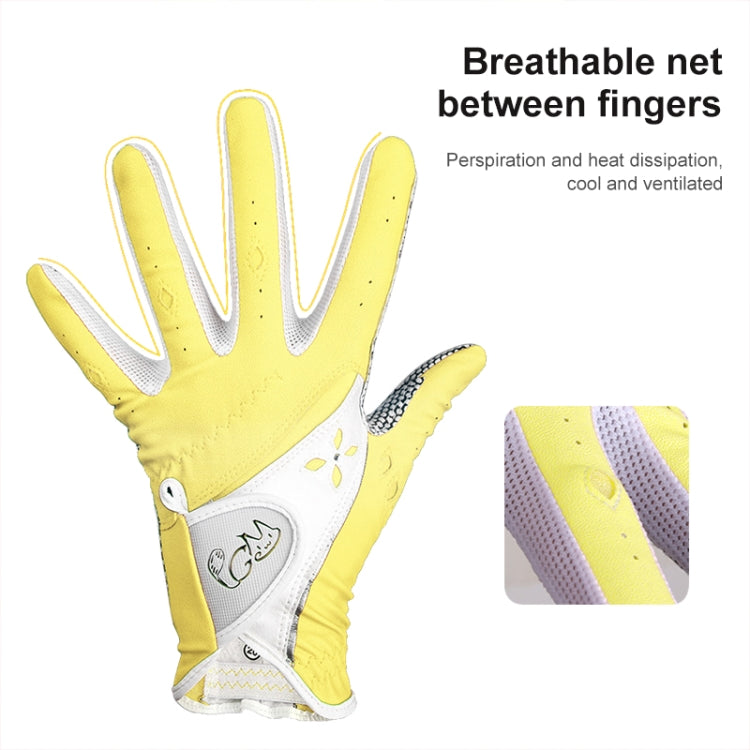 PGM One Pair Golf Non-Slip PU Leather Gloves for Women (Color:Yellow Size:18) - free shipping - PMC TechLife - Order now!