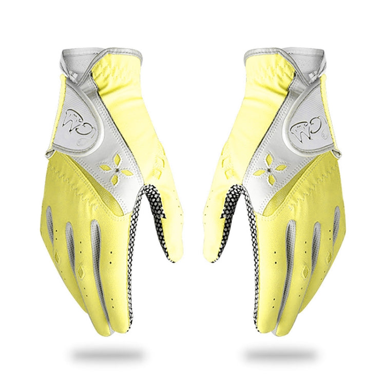PGM One Pair Golf Non-Slip PU Leather Gloves for Women (Color:Yellow Size:19) - free shipping - PMC TechLife - Order now!