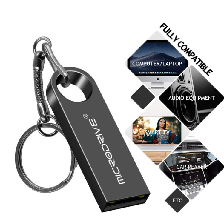 MicroDrive 128GB USB 2.0 Metal Waterproof High Speed U Disk(Black) - USB Flash Drives by MicroDrive | Online Shopping South Africa | PMC Jewellery | Buy Now Pay Later Mobicred