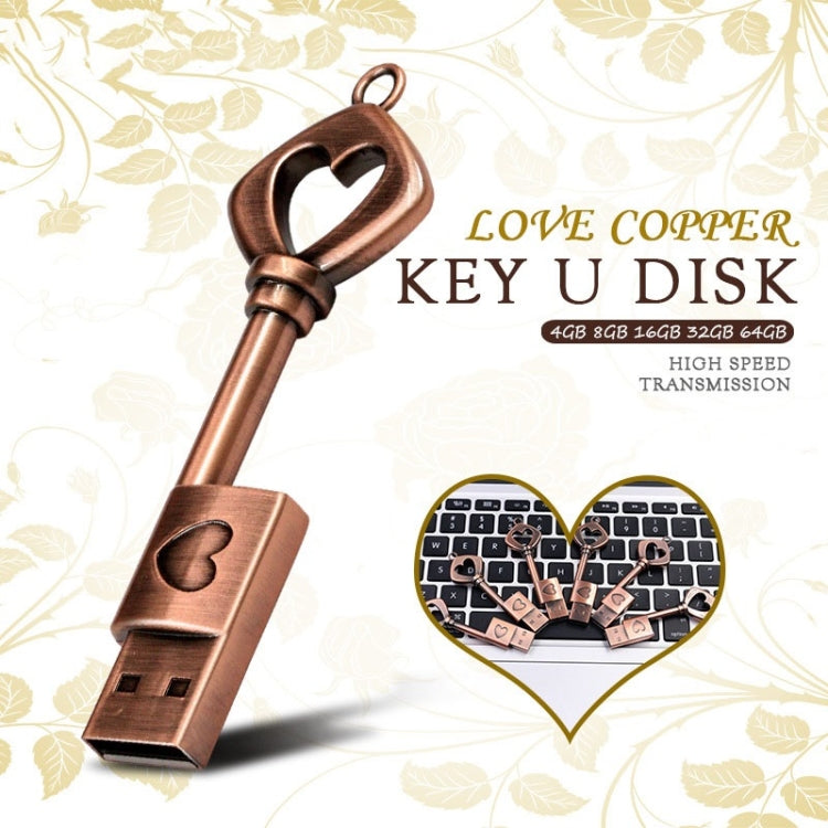 MicroDrive 32GB USB 2.0 Copper Love Key U Disk - USB Flash Drives by MicroDrive | Online Shopping South Africa | PMC Jewellery