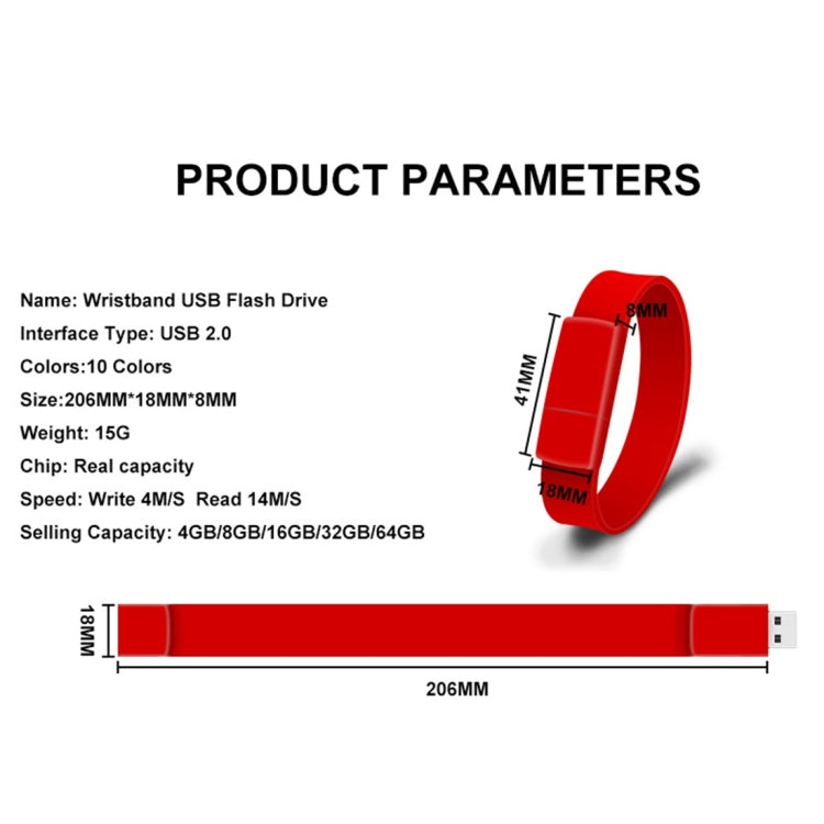 MicroDrive 128GB USB 2.0 Fashion Bracelet Wristband U Disk (Yellow) - free shipping - PMC Jewellery - Order now!