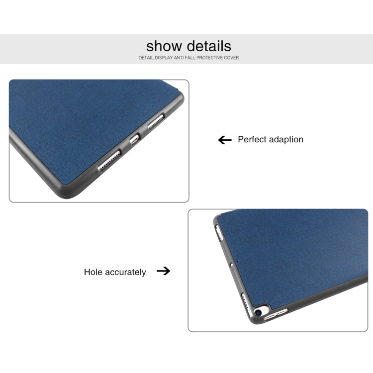 Mutural Exquisite Series Cloth Texture PU+TPU Leather Case for iPad Pro 10.5 inch, with 3-Fold Holder & Pen Slot & Sleep & Wake-up Function(Black) - free shipping - PMC TechLife - Order now!