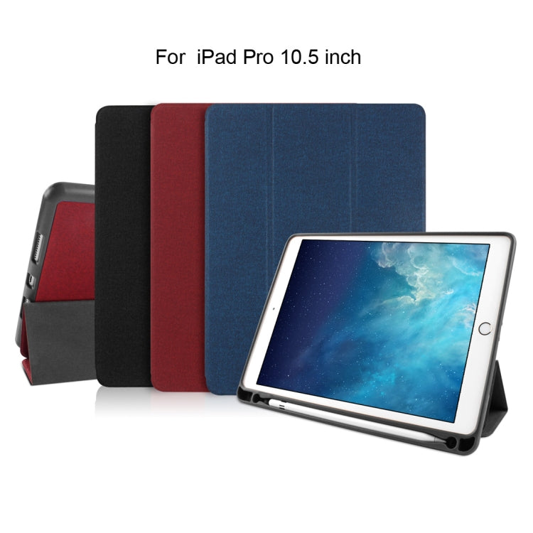 Mutural Exquisite Series Cloth Texture PU+TPU Leather Case for iPad Pro 10.5 inch, with 3-Fold Holder & Pen Slot & Sleep & Wake-up Function(Red) - free shipping - PMC TechLife - Order now!