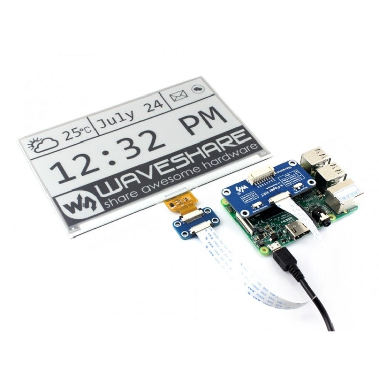 Waveshare 7.5 inch  800x400 Pixel E-Ink Display HAT for Raspberry Pi - Modules Expansions Accessories by Waveshare | Online Shopping South Africa | PMC Jewellery | Buy Now Pay Later Mobicred