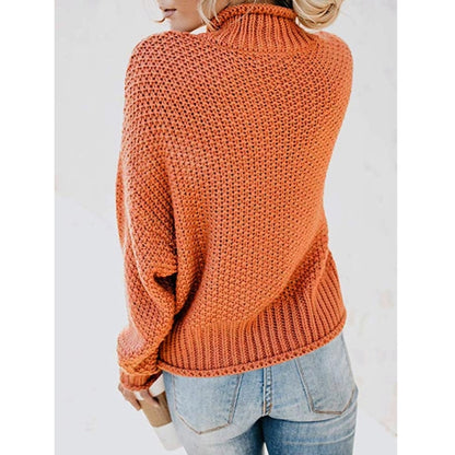 Fashion Thick Thread Turtleneck Knit Sweater (Color:Orange Size:S) - Sweater by PMC Jewellery | Online Shopping South Africa | PMC Jewellery