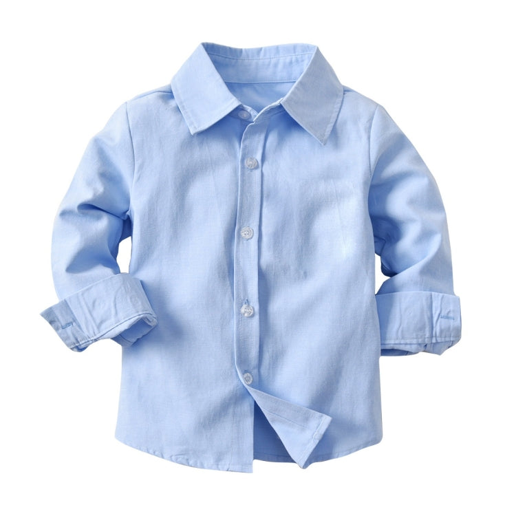 Children Long-sleeved Shirt + Denim Suspenders And Trousers Two-piece Suit (Color:Blue Size:130) - Boy Clothing by PMC Jewellery | Online Shopping South Africa | PMC Jewellery