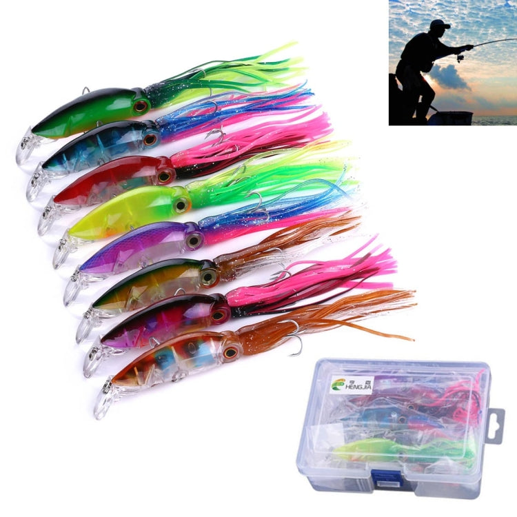 HENGJIA JIZ002 10cm/16.6g 8 PCS Big Octopus Squid Shaped Hard Baits Long Shot Fishing Lures Tackle Baits Fit Sea Fishing and Freshwater Fishing,Boxed - Fishing Lures by HENGJIA | Online Shopping South Africa | PMC Jewellery