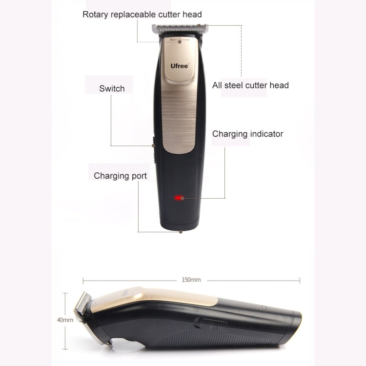 Ufree U-512 Professional Hair Salon Rechargeable Engraved Text Small Hair Clipper Hair Trimmer, EU Plug - free shipping - PMC TechLife - Order now!