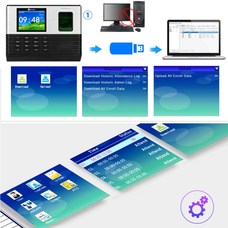 Realand AL355 Fingerprint Time Attendance with 2.8 inch Color Screen & ID Card Function & WiFi - free shipping - PMC TechLife - Order now!