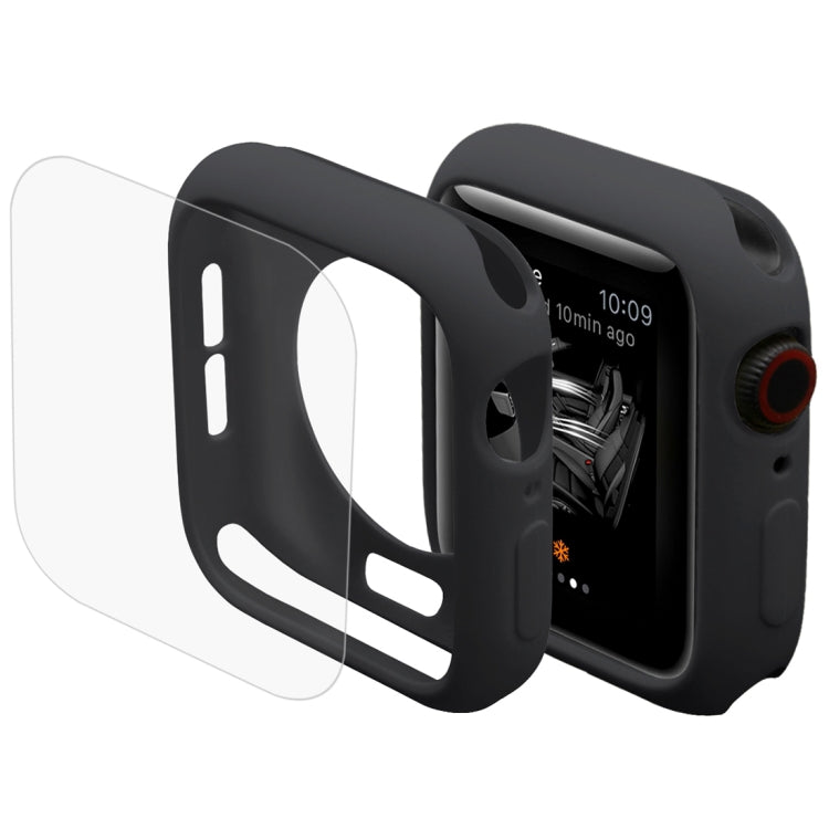 ENKAY Hat-Prince 2 in 1 TPU Semi-clad Protective Shell + 3D Full Screen PET Curved Heat Bending HD Screen Protector for Apple Watch Series 5 & 4 44mm(Black) - Watch Cases by ENKAY | Online Shopping South Africa | PMC TechLife | Buy Now Pay Later Mobicred