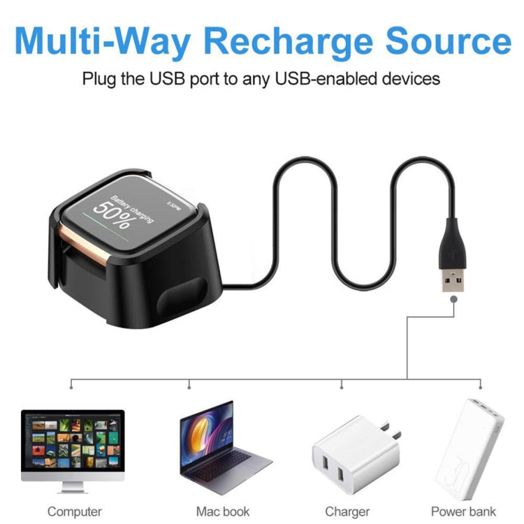 For Fitbit Versa 2 Charger Charging Dock Base Stand Holder with 1m Charging Cable(Black) - Charger by PMC TechLife | Online Shopping South Africa | PMC TechLife | Buy Now Pay Later Mobicred