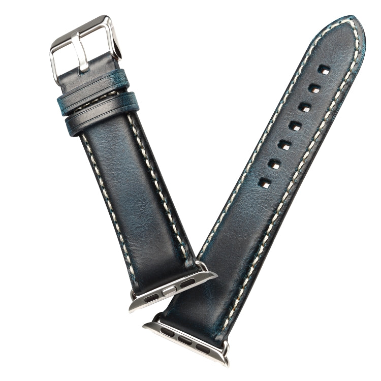 Denior Oil Wax Retro Watch Leather Watch Band for Apple Watch Series 7 45mm / 6 & SE & 5 & 4 44mm / 3 & 2 & 1 42mm (Dark Blue) - free shipping - PMC TechLife - Order now!