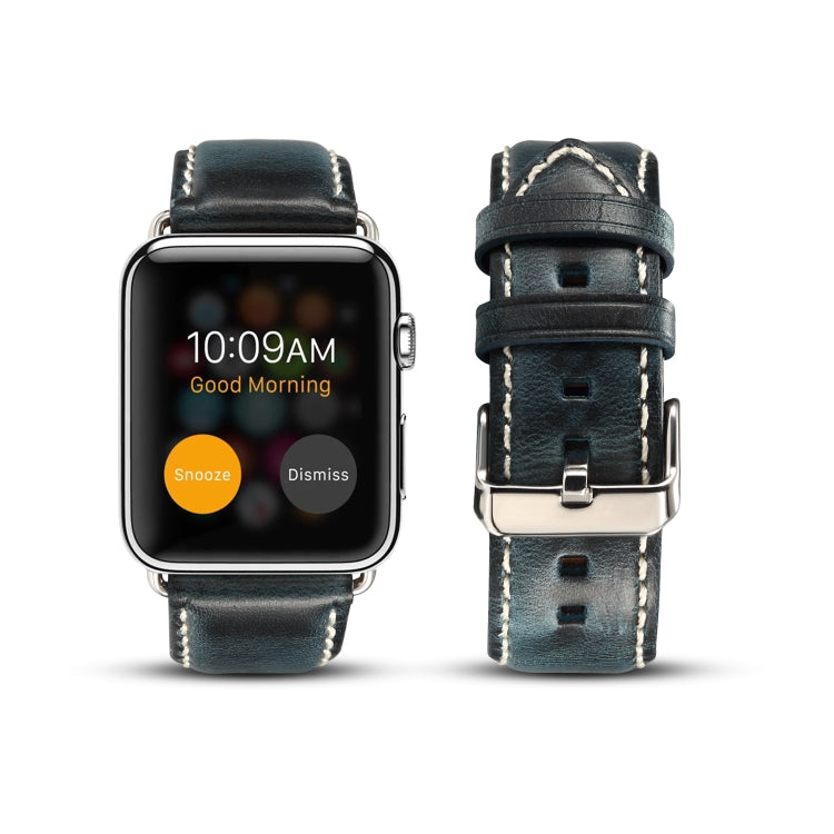 Denior Oil Wax Retro Watch Leather Watch Band for Apple Watch Series 7 45mm / 6 & SE & 5 & 4 44mm / 3 & 2 & 1 42mm (Dark Blue) - free shipping - PMC TechLife - Order now!