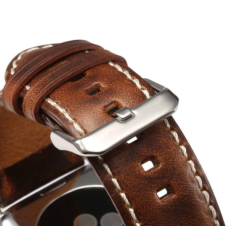 Denior Oil Wax Retro Watch Leather Watch Band for Apple Watch Series 7 45mm / 6 & SE & 5 & 4 44mm / 3 & 2 & 1 42mm (Brown) - free shipping - PMC TechLife - Order now!