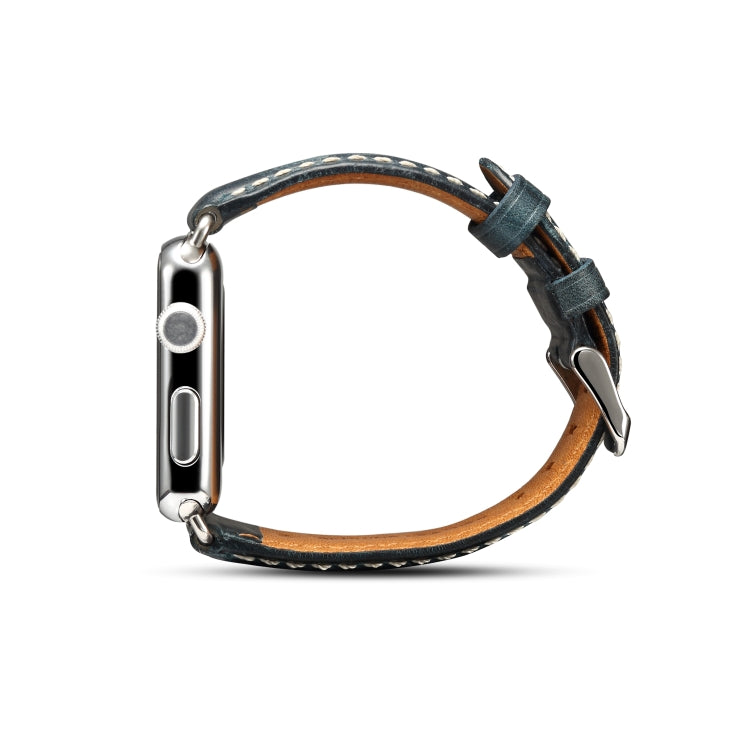Denior Oil Wax Retro Watch Leather Watch Band for Apple Watch Series 10 42mm / 9&8&7 41mm / SE 3&SE 2&6&SE&5&4 40mm / 3&2&1 38mm (Dark Blue) - free shipping - PMC TechLife - Order now!