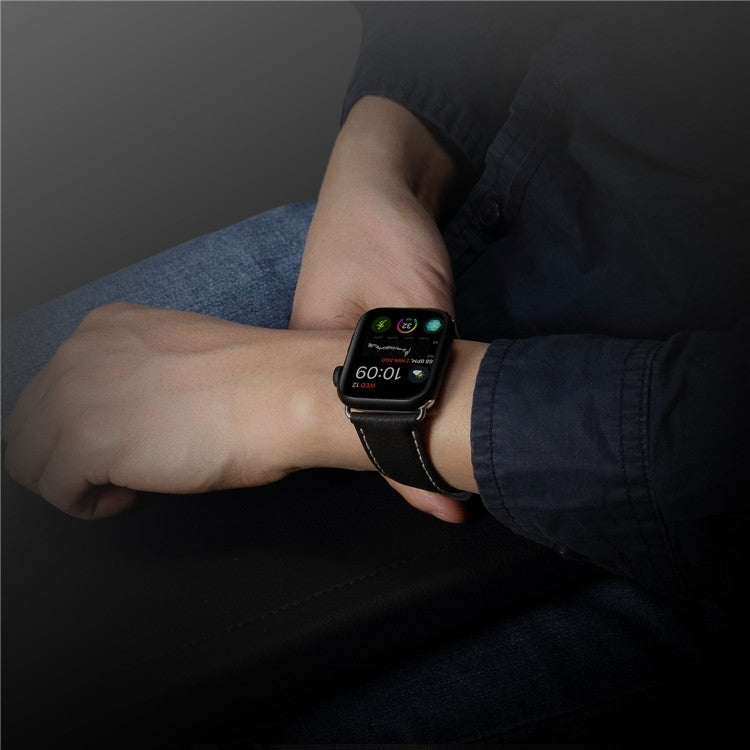 Denior Oil Wax Retro Watch Leather Watch Band for Apple Watch Series 10 42mm / 9&8&7 41mm / SE 3&SE 2&6&SE&5&4 40mm / 3&2&1 38mm (Dark Blue) - free shipping - PMC TechLife - Order now!