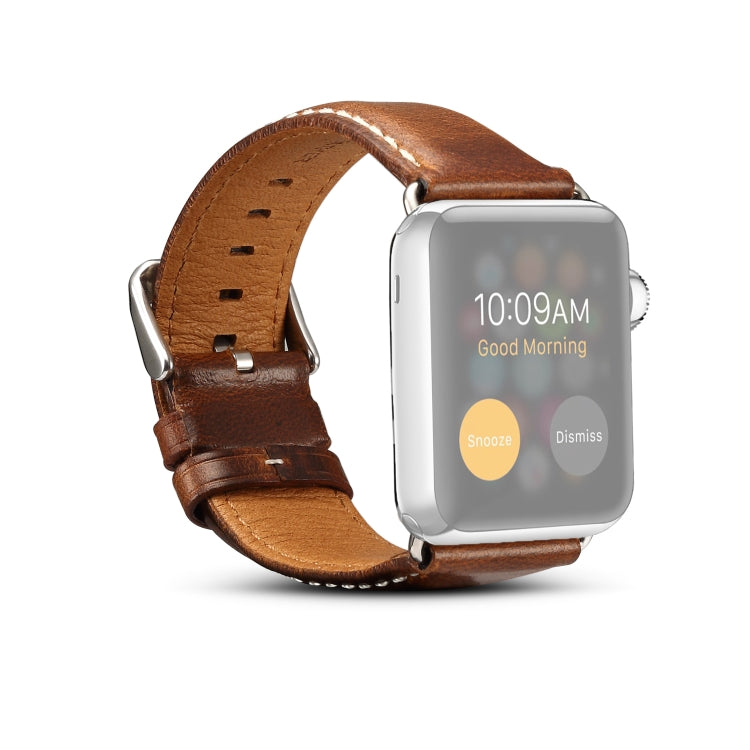 Denior Oil Wax Retro Watch Leather Watch Band for Apple Watch Series 7 41mm / 6 & SE & 5 & 4 40mm / 3 & 2 & 1 38mm (Brown) - free shipping - PMC TechLife - Order now!