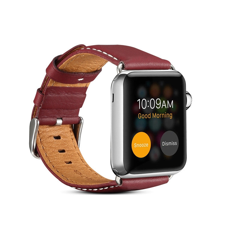 Denior Environmental Luxury Car Watch Leather Watch Band for Apple Watch Ultra 49mm&Watch Ultra 2 49mm / Series 10 46mm / 9&8&7 45mm / SE 3&SE 2&6&SE&5&4 44mm / 3&2&1 42mm(Dark Red) - free shipping - PMC TechLife - Order now!