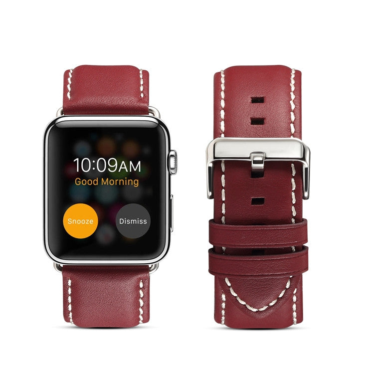 Denior Environmental Luxury Car Watch Leather Watch Band for Apple Watch Series 10 42mm / 9&8&7 41mm / SE 3&SE 2&6&SE&5&4 40mm / 3&2&1 38mm(Dark Red) - free shipping - PMC TechLife - Order now!