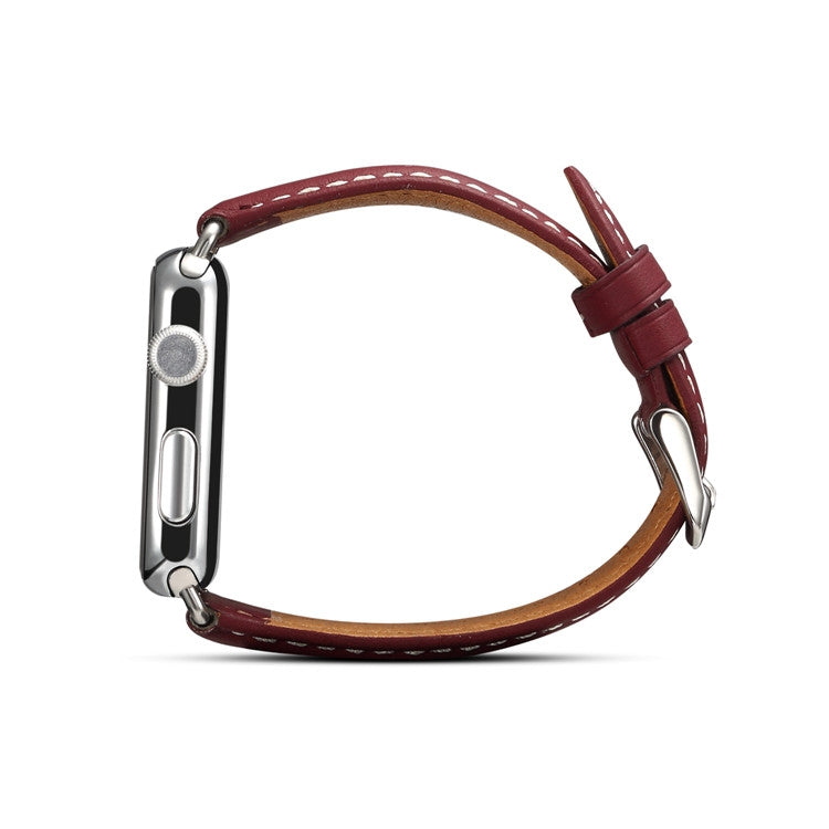 Denior Environmental Luxury Car Watch Leather Watch Band for Apple Watch Series 10 42mm / 9&8&7 41mm / SE 3&SE 2&6&SE&5&4 40mm / 3&2&1 38mm(Dark Red) - free shipping - PMC TechLife - Order now!
