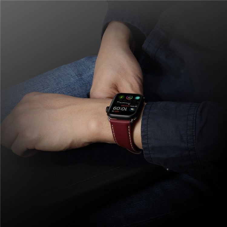 Denior Environmental Luxury Car Watch Leather Watch Band for Apple Watch Series 10 42mm / 9&8&7 41mm / SE 3&SE 2&6&SE&5&4 40mm / 3&2&1 38mm(Dark Red) - free shipping - PMC TechLife - Order now!