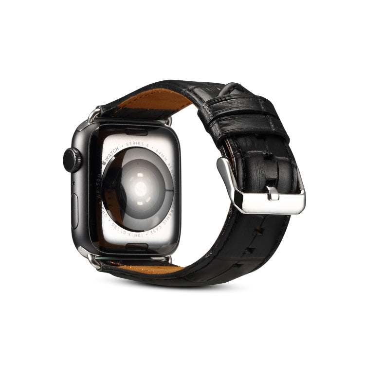 Denior Crocodile Grain Watch Cowhide Leather Watch Band for Apple Watch Series 7 45mm / 6 & SE & 5 & 4 44mm / 3 & 2 & 1 42mm (Black) - free shipping - PMC TechLife - Order now!
