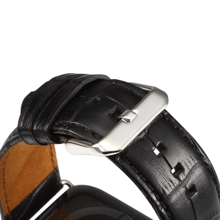 Denior Crocodile Grain Watch Cowhide Leather Watch Band for Apple Watch Series 7 45mm / 6 & SE & 5 & 4 44mm / 3 & 2 & 1 42mm (Black) - free shipping - PMC TechLife - Order now!