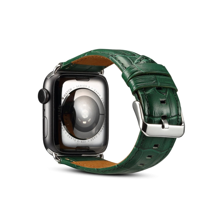 Denior Crocodile Grain Watch Cowhide Leather Watch Band for Apple Watch Series 7 45mm / 6 & SE & 5 & 4 44mm / 3 & 2 & 1 42mm (Green) - free shipping - PMC TechLife - Order now!