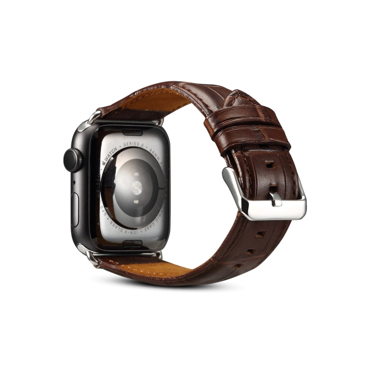 Denior Crocodile Grain Watch Cowhide Leather Watch Band for Apple Watch Series 7 45mm / 6 & SE & 5 & 4 44mm / 3 & 2 & 1 42mm (Brown) - free shipping - PMC TechLife - Order now!