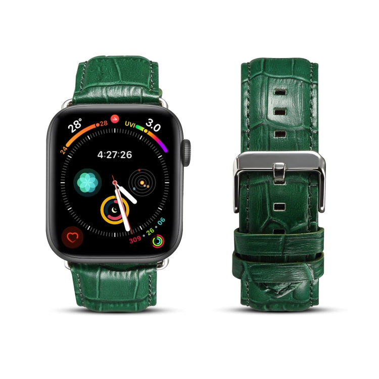 Denior Crocodile Grain Watch Cowhide Leather Watch Band for Apple Watch Series 7 41mm / 6 & SE & 5 & 4 40mm / 3 & 2 & 1 38mm (Green) - free shipping - PMC TechLife - Order now!