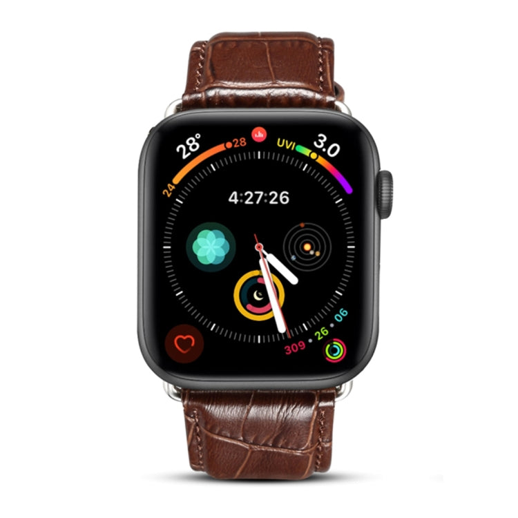 Denior Crocodile Grain Watch Cowhide Leather Watch Band for Apple Watch Series 7 41mm / 6 & SE & 5 & 4 40mm / 3 & 2 & 1 38mm (Brown) - free shipping - PMC TechLife - Order now!