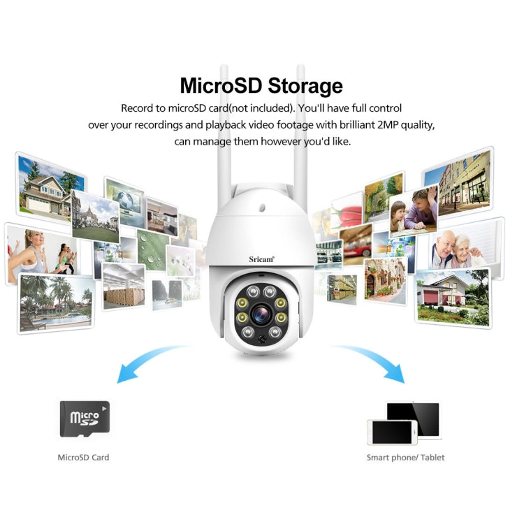 Sricam SP028 1080P HD Outdoor PTZ Camera, Support Two Way Audio / Motion Detection / Humanoid Detection / Color Night Vision / TF Card, AU Plug - Wireless Camera by Sricam | Online Shopping South Africa | PMC Jewellery